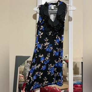 White House Black Market black and sapphire floral with polkadots tank dress